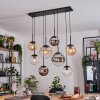Gastor hanging light, globe light, pendant light Amber, chrome, clear, Smoke-coloured, 8-light sources