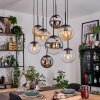 Gastor hanging light, globe light, pendant light Amber, chrome, clear, Smoke-coloured, 8-light sources