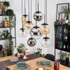 Gastor hanging light, globe light, pendant light Amber, chrome, clear, Smoke-coloured, 8-light sources