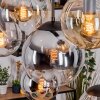 Gastor hanging light, globe light, pendant light Amber, chrome, clear, Smoke-coloured, 8-light sources