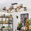 Ripoll ceiling light, globe light gold, black, 10-light sources