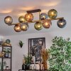 Koyoto ceiling light, globe light gold, black, 10-light sources