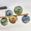 Koyoto ceiling light, globe light gold, black, 10-light sources