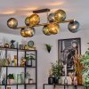 Koyoto ceiling light, globe light gold, black, 10-light sources