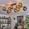Ripoll ceiling light, globe light gold, black, 10-light sources