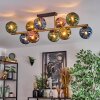 Koyoto ceiling light, globe light gold, black, 10-light sources