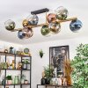 Koyoto ceiling light, globe light gold, black, 10-light sources