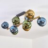Koyoto ceiling light, globe light gold, black, 10-light sources