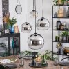 Koyoto hanging light, globe light, pendant light 35 cm chrome, clear, Smoke-coloured, 4-light sources