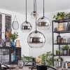 Koyoto hanging light, globe light, pendant light 35 cm chrome, clear, Smoke-coloured, 4-light sources