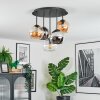 Koyoto ceiling light, globe light 37 cm Amber, chrome, clear, Smoke-coloured, 5-light sources