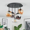 Koyoto ceiling light, globe light 37 cm Amber, chrome, clear, Smoke-coloured, 5-light sources
