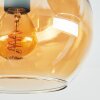 Koyoto ceiling light, globe light 37 cm Amber, chrome, clear, Smoke-coloured, 5-light sources