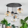 Koyoto ceiling light, globe light 37 cm Amber, clear, Smoke-coloured, 5-light sources
