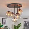 Koyoto ceiling light, globe light 37 cm Amber, clear, Smoke-coloured, 5-light sources