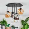 Ripoll ceiling light, globe light Amber, clear, Smoke-coloured, 5-light sources