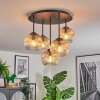 Ripoll ceiling light, globe light Amber, clear, 5-light sources