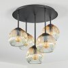 Ripoll ceiling light, globe light Amber, clear, 5-light sources