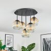 Ripoll ceiling light, globe light Amber, clear, 5-light sources