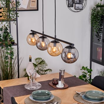 Gastor hanging light, globe light, pendant light Amber, Smoke-coloured, 4-light sources