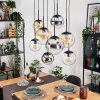 Gastor hanging light, globe light, pendant light Amber, chrome, clear, Smoke-coloured, 8-light sources