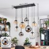 Gastor hanging light, globe light, pendant light Amber, chrome, clear, Smoke-coloured, 8-light sources