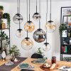 Gastor hanging light, globe light, pendant light Amber, clear, Smoke-coloured, 8-light sources