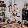 Gastor hanging light, globe light, pendant light Amber, clear, Smoke-coloured, 8-light sources