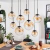 Gastor hanging light, globe light, pendant light Amber, clear, 8-light sources