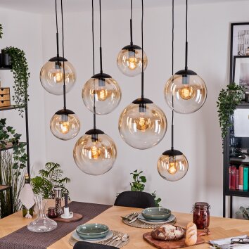 Gastor hanging light, globe light, pendant light Amber, clear, 8-light sources