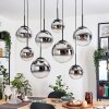 Gastor hanging light, globe light, pendant light chrome, clear, Smoke-coloured, 8-light sources