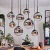 Gastor hanging light, globe light, pendant light chrome, clear, Smoke-coloured, 8-light sources