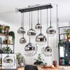 Gastor hanging light, globe light, pendant light chrome, clear, Smoke-coloured, 8-light sources