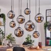 Gastor hanging light, globe light, pendant light chrome, Smoke-coloured, 8-light sources