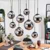 Gastor hanging light, globe light, pendant light chrome, Smoke-coloured, 8-light sources