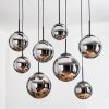 Gastor hanging light, globe light, pendant light chrome, Smoke-coloured, 8-light sources