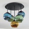 Koyoto ceiling light, globe light 45 cm blue, gold, green, 5-light sources