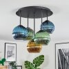 Koyoto ceiling light, globe light 45 cm blue, gold, green, 5-light sources