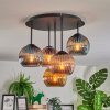 Koyoto ceiling light, globe light 45 cm blue, gold, coppery, 5-light sources