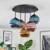 Koyoto ceiling light, globe light 45 cm blue, gold, coppery, 5-light sources