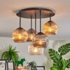 Ripoll ceiling light, globe light Amber, clear, Smoke-coloured, 5-light sources