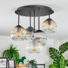 Ripoll ceiling light, globe light Amber, clear, Smoke-coloured, 5-light sources