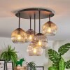 Ripoll ceiling light, globe light Amber, clear, Smoke-coloured, 5-light sources