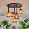 Ripoll ceiling light, globe light Amber, Smoke-coloured, 5-light sources