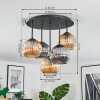 Ripoll ceiling light, globe light Amber, Smoke-coloured, 5-light sources