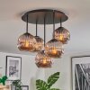Ripoll ceiling light, globe light chrome, Smoke-coloured, 5-light sources