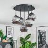 Ripoll ceiling light, globe light chrome, Smoke-coloured, 5-light sources