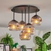 Ripoll ceiling light, globe light chrome, clear, Smoke-coloured, 5-light sources