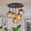 Ripoll ceiling light, globe light chrome, clear, Smoke-coloured, 5-light sources