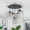 Ripoll ceiling light, globe light clear, Smoke-coloured, 5-light sources